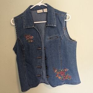 Embroidered Denim Vest size 8 Erika